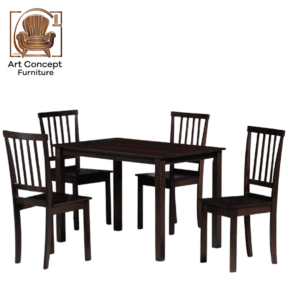 Compact Wooden Dining Set – 4-Seater with Storage Bench for Small Homes in Kulim & Penang