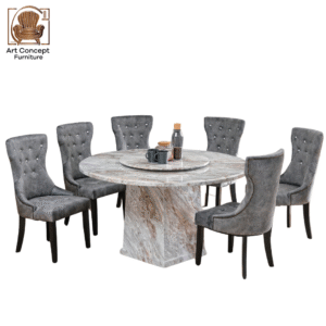 Luxury Marble Top Dining Set – 6 Seater