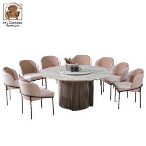 Marvel Dining Set 1+8 – Luxury Marble Dining Set for 8 People