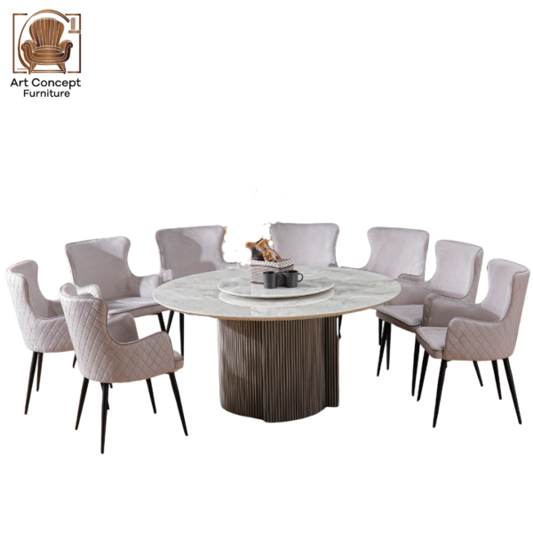 Marvel Dining Set 1+8 – Elegant Marble Dining for 8-Seater Luxury