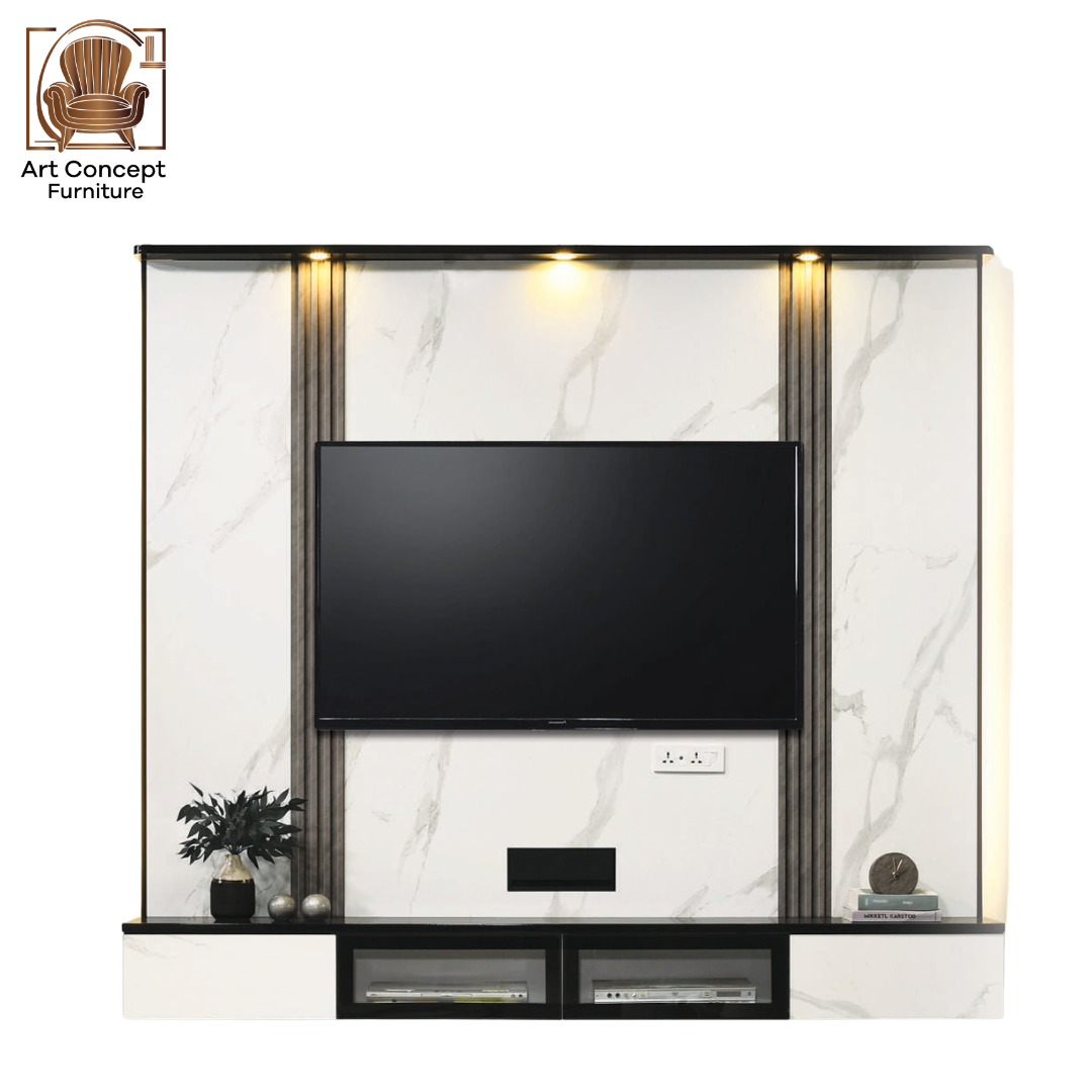 Wall-Mounted TV Cabinet with Glass Doors – Elegant Space-Saver in Kulim & Kedah