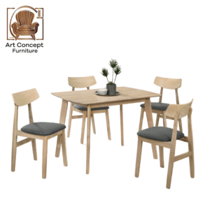 Solid Wood Dining Set – Classic 4-Seater for Homes in Kulim, Kedah & Penang