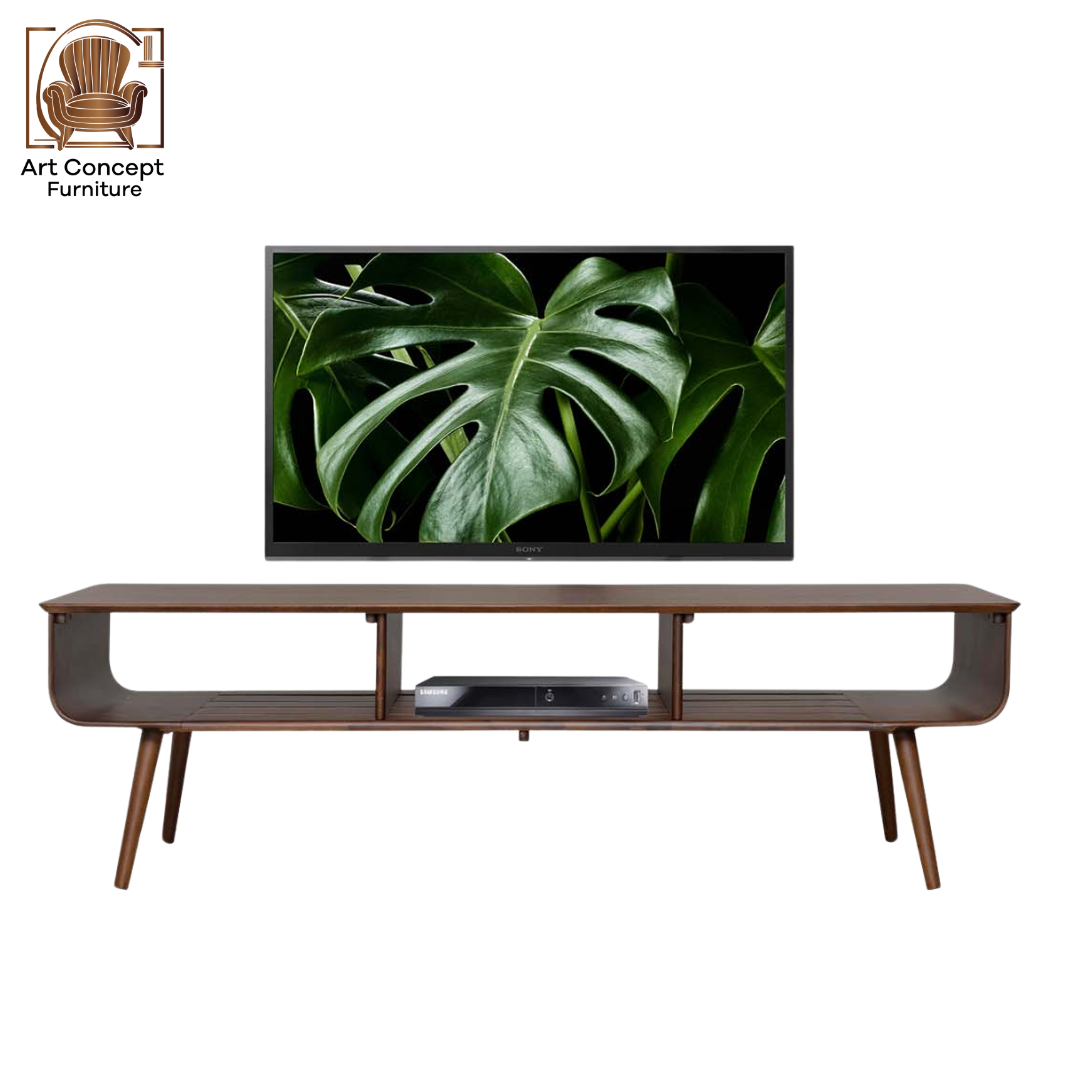 Dark Finish Wooden TV Cabinet – Strong Build & Elegant Look for Kedah Homes